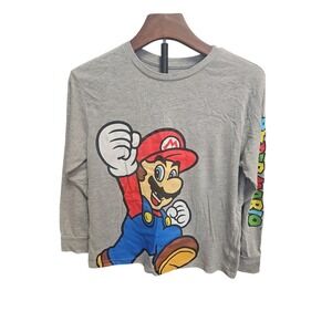 Super Mario Long Sleeve Graphic Tee Shirt Kids‎ Size 10/12 NES